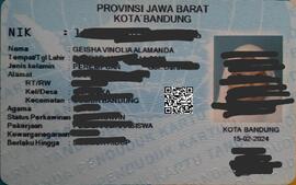 Kartu Tanda Penduduk (KTP) Geisha Vinolia Alamanda