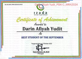 Sertifikat Best Student of September