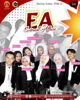 Poster Divisi External Affairs CEDS UI 2026 — Hurinta Yuthia sebagai Manager
