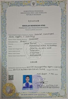 Ijazah SMA Muhammad Ezrie Alghifari
