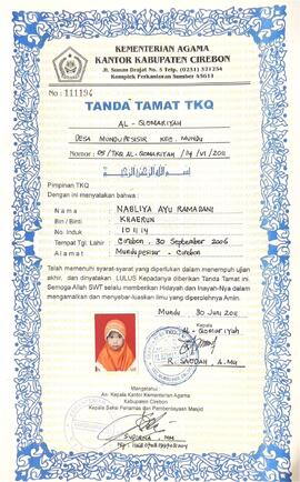 Surat Tanda Tamat Taman Kanak-Kanak