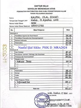 Foto Surat Keterangan Hasil Ujian
